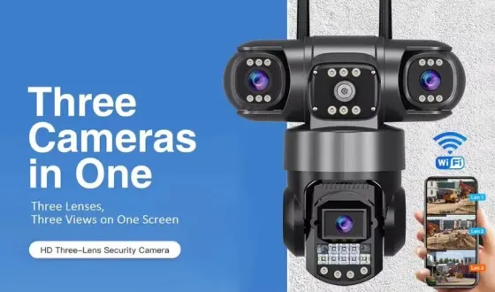 Уличная поворотная Wi-Fi IP камера видеонаблюдения EVKVO SC28 V380 Pro | 3 Линзы | 16MP Коломия