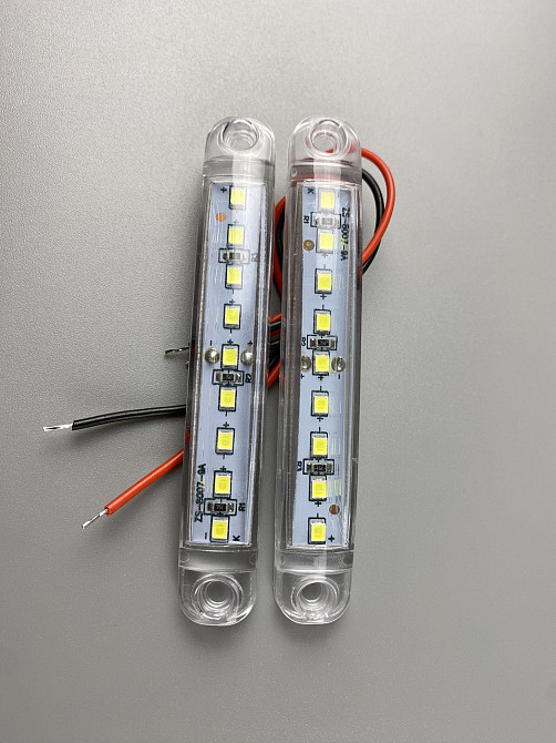 Ліхтар LED габаритний світлодіодний 24V IP67 9 led діодів SMD білий , оптична лінза + кріплення для авто Мукачево - фото 6