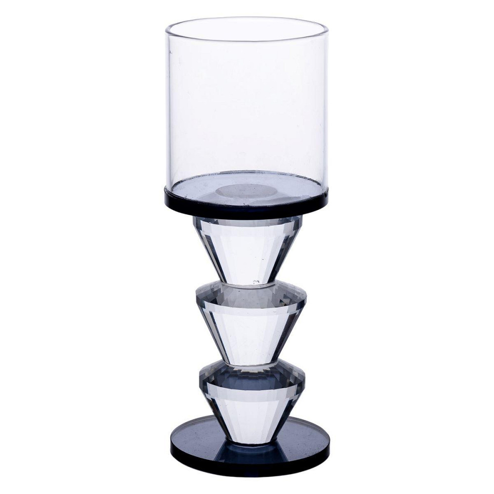 Підсвічник скляний 6×15.7 см на одну свічку підсвічник келих на ніжці декоративний Сірий HP-4-21L Київ - фото 1