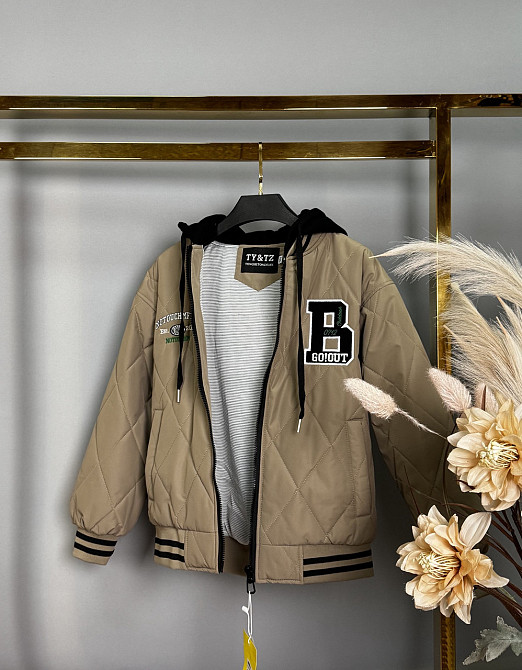 Куртка бомбер для мальчика подростка бежевый 146,158,164 Николаев - изображение 3