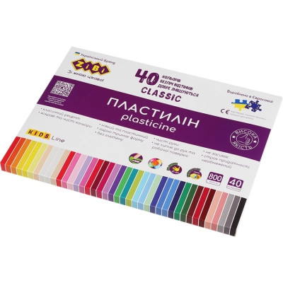 Пластилін ZiBi KIDS Line CLASSIC 40 кольорів, 800г (ZB.6242) Вінниця - фото 1