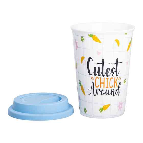 Фарфоровий стакан із силіконовою кришкою 420 мл Київ