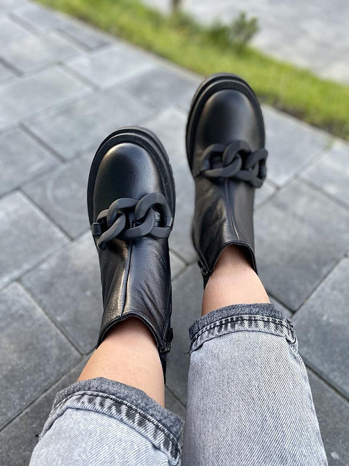 Женские черевики 032 черные натуральная кожа высота 14см подошва 3см размер 36-40 (4816) Коломыя - изображение 2