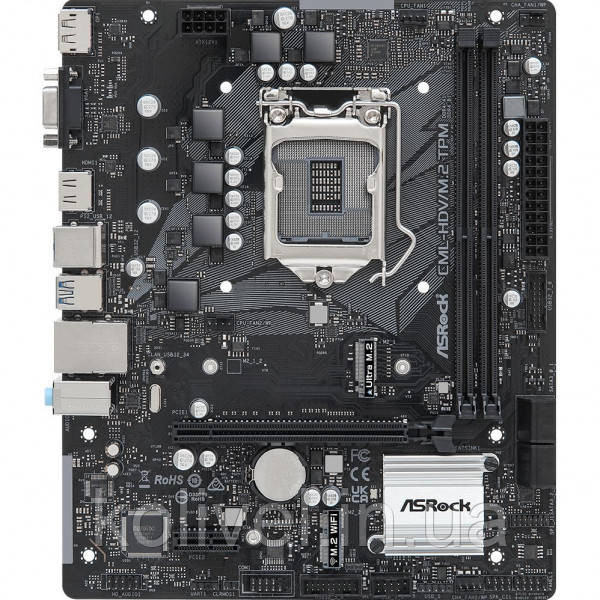 ASRock CML-HDV/M.2 TPM R2.0 (1200/H370, 2*DDR4, PCIex16, DP/HDMI/VGA, 4xSATAІІІ, M.2, GLan, 7.1ch, m Киев - изображение 1