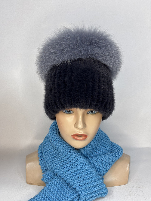 Норковая шапка женская меховая зимняя Мерлин Графитовый Харьков - изображение 8
