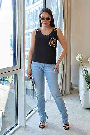 Жіноча майка з принтом Jessa 42-44, Черный Киев