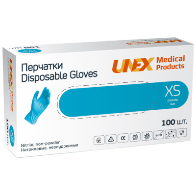 Медичні рукавички Unex Medical Нітрилові Неопудрені діагностичні Розмір XS Сині 100 шт. (4.1003) (4780057480029) Вінниця - фото 1