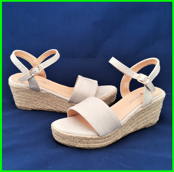 . Жіночі Сандалії Сірі Босоніжки на Танкетці Платформа Бежеві Літні (розміри: 36,37,38,39,40,41) — 32 Дніпро - фото 4