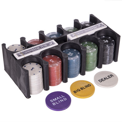 Настільна гра Johnshen Sports Покерний набір на 200 фішок з номіналом + сукно (бляшана коробка) (IG-1104215) Вінниця - фото 5