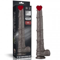 Фалоімітатор - Dual Layered Bendable Silicone Cock XXL 16'' Black Sex Aura Київ - фото 1