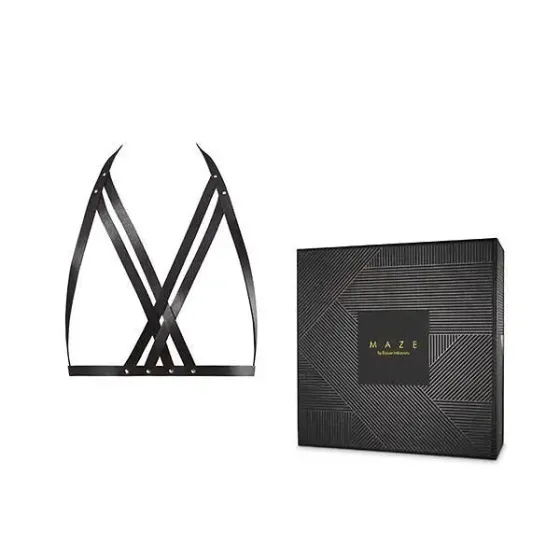 Портупея Bijoux Indiscrets MAZE — Halter Bra Harness Black Львів