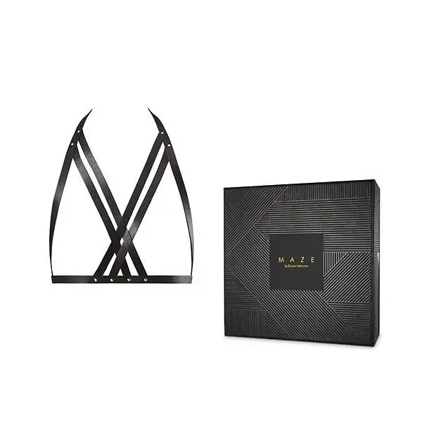 Портупея Bijoux Indiscrets MAZE — Halter Bra Harness Black Львів - фото 2