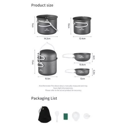 Набор туристической посуды Naturehike NH18T018-G, алюміній, 2 каструлі, 2 кришки (6927595785515) Вінниця - фото 9