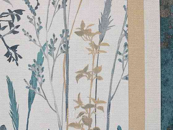 Винілові на флізелін Eristmann Casyal Chic 1.06x10 листя рослини бірюзові сірі на білому 10258-18 Київ