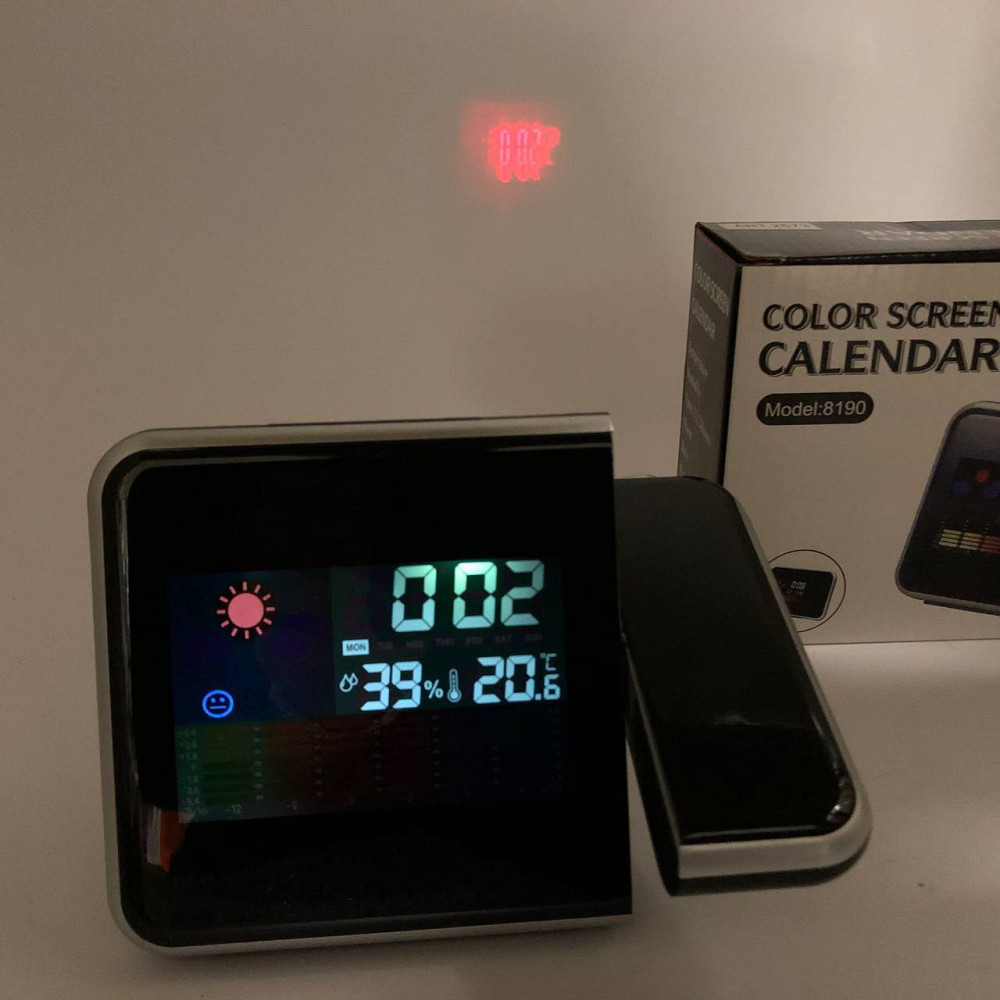 Годинник метеостанція DS-8190 2573 з проектором часу + календар SW-689 з термометром Київ - фото 6