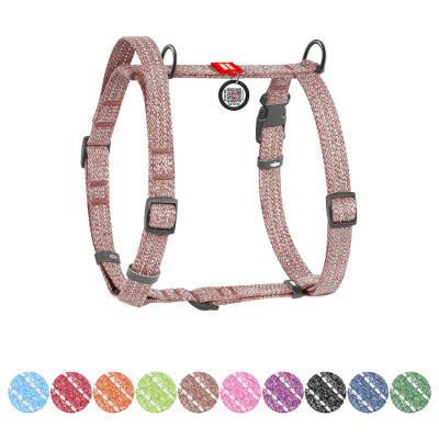 Шлея для собак WAUDOG Н-подібна Re-cotton з QR паспортом, світловідбивна M коричнева (25926) Вінниця - фото 1