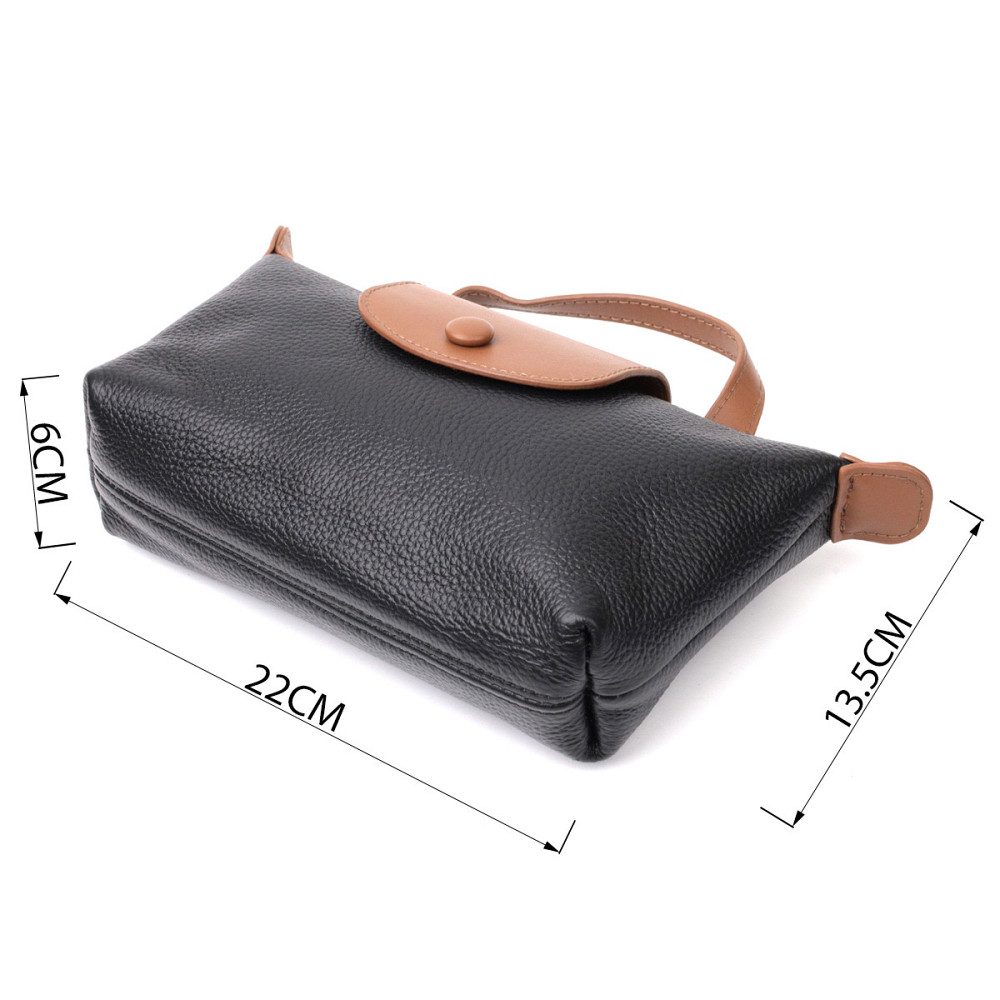 Стильная женская сумка с интересным клапаном из натуральной кожи Vintage 22252 Черная Киев - изображение 3