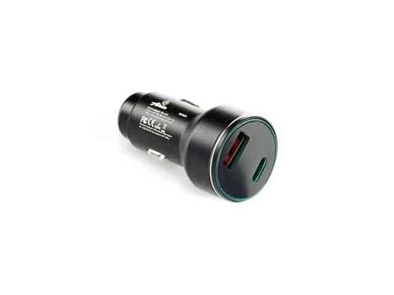 Зарядное устройство 12V Автомобильное USB/Tipe-C (24V - 5V 3A) черное с подсветкой ТМ 12 Atelie Киев