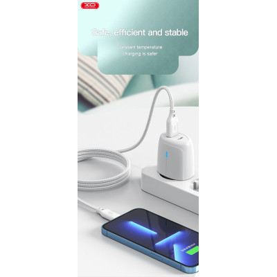 Дата кабель USB-C to Lightning 1.0m 27W braided XO (NBQ236A_White) Вінниця - фото 2