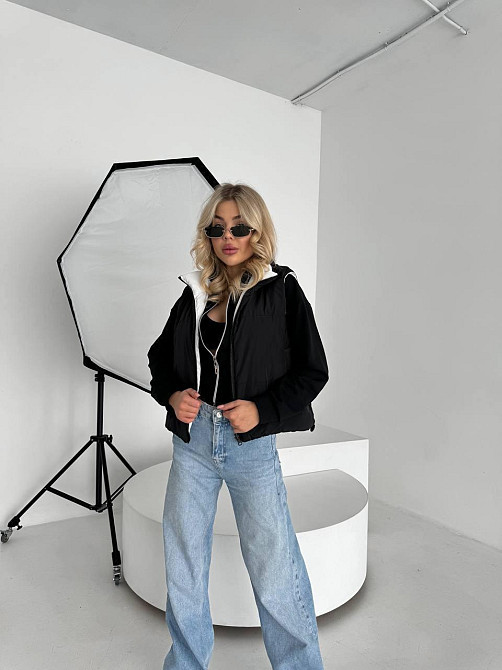 Жіноча двостороння жилетка з кулісками з боків і кишенею плащівка емі + силікон Чорний, 42/44 Одеса - фото 5