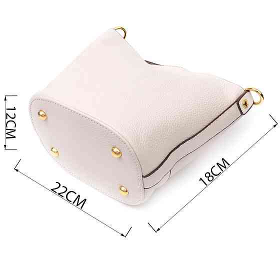 Компактна сумка жіноча з автономною косметичкою всередині з натуральної шкіри Vintage 22365 Біла Київ