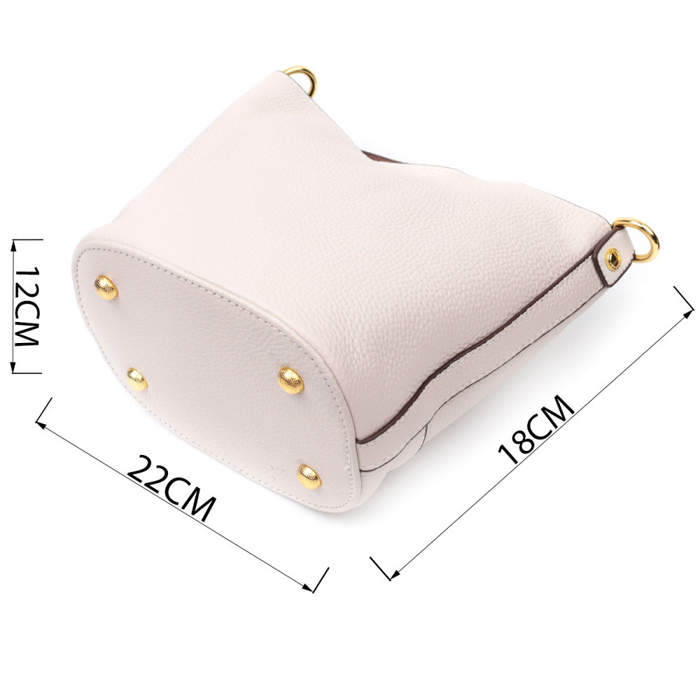 Компактна сумка жіноча з автономною косметичкою всередині з натуральної шкіри Vintage 22365 Біла Київ - фото 3