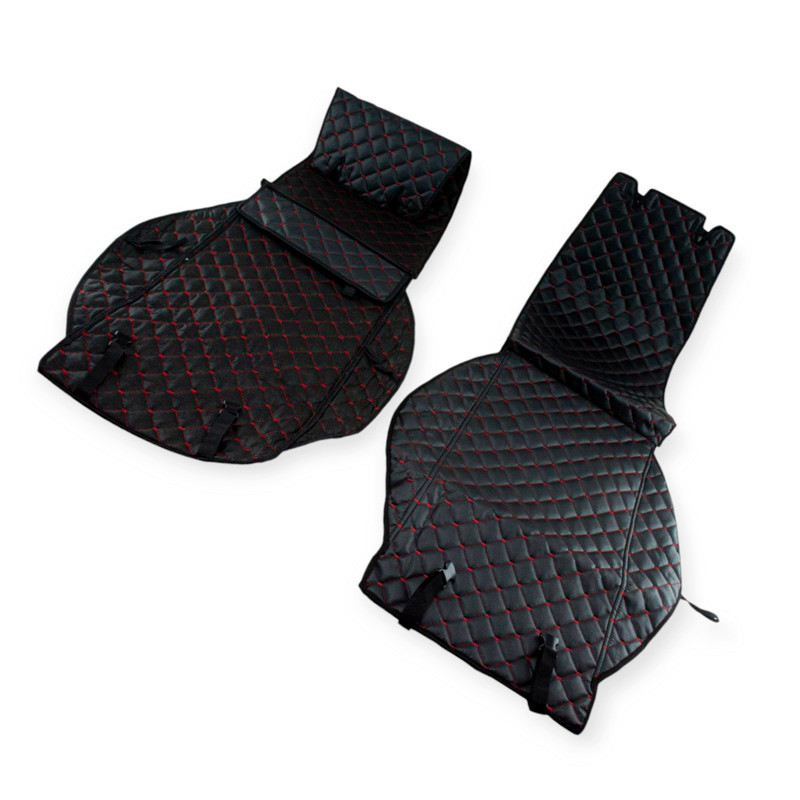 Накидки сидіння чорна (2шт) шкірозамінник ромб, червона нитка на Мукачево - фото 1