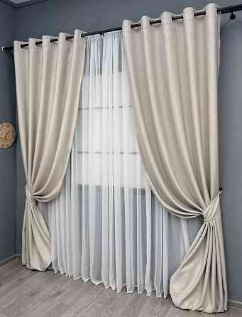 Комплект готовых штор на люверсах VR-Textil Рогожка TERRA LUXE № 1859ш Пепельный 150х270 см 2 шт (37-0299) Киев