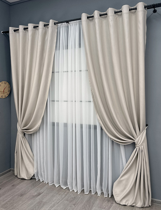 Комплект готовых штор на люверсах VR-Textil Рогожка TERRA LUXE № 1859ш Пепельный 150х270 см 2 шт (37-0299) Киев - изображение 3