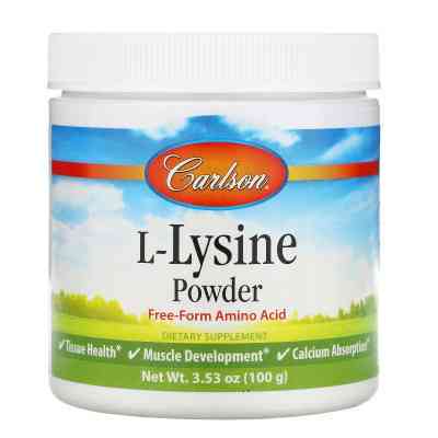 Аминокислота Carlson L-лизин в порошке, L-Lysine, Amino Acid Powder, 100 гр (CAR-06885) Винница