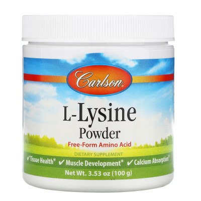 Аминокислота Carlson L-лизин в порошке, L-Lysine, Amino Acid Powder, 100 гр (CAR-06885) Винница - изображение 1