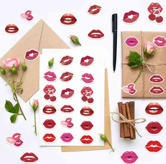 Набір наклейок губи та поцілунки, 500 шт, 10 дизайнів Київ