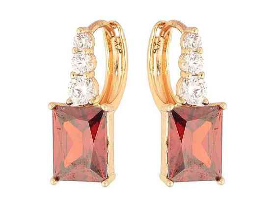 Серьги кольца Позолота 18K Узор с красными кристаллами арт.307694 ТМ XUPING Киев