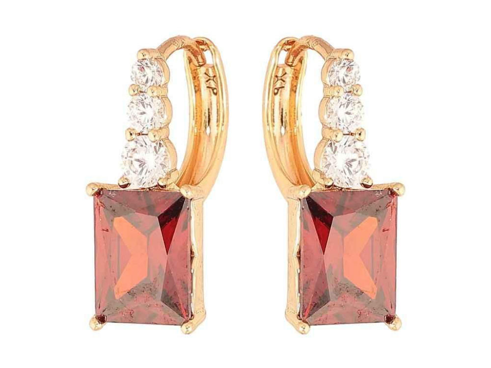 Серьги кольца Позолота 18K Узор с красными кристаллами арт.307694 ТМ XUPING Киев - изображение 1