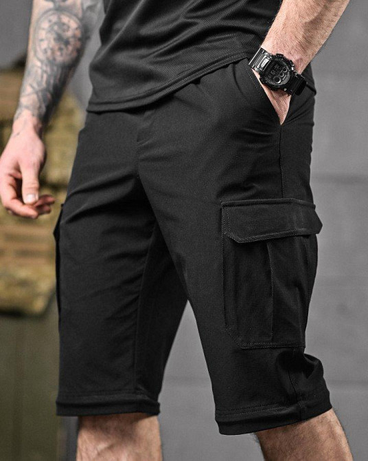 Стрейчевые летние такатические штаны-шорты PARADOX черные ДЛ6297 Одесса - изображение 14