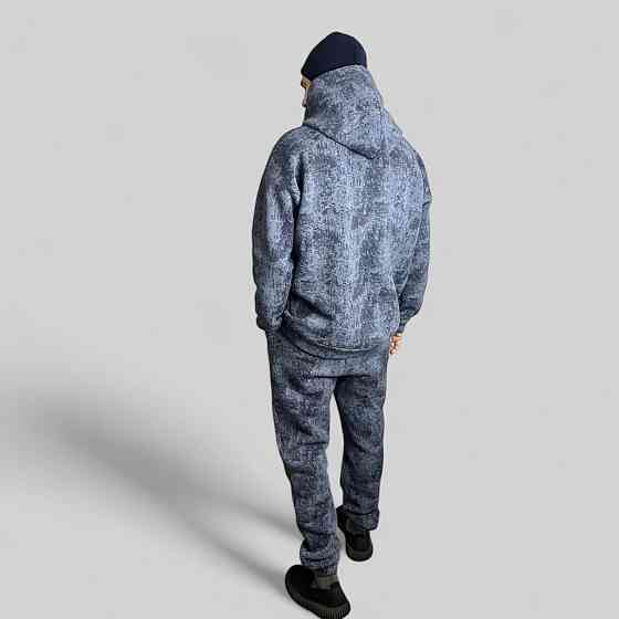 Чоловічий зимовий спортивний костюм на флісі Чорний 54/56 Сірий Мармур Харків