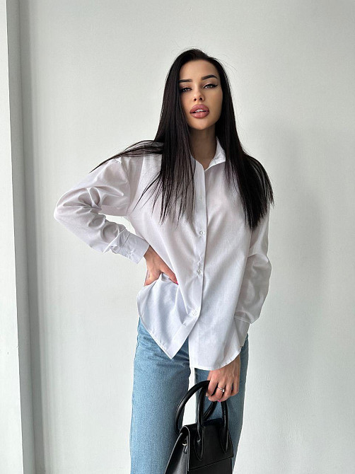 Жіноча базова біла сорочка з бавовни Одеса - фото 3