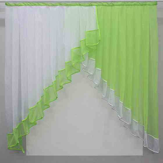 Кухонная занавеска VR-Textil № 023к салатовый с белым 150х150 см (50-738) Киев