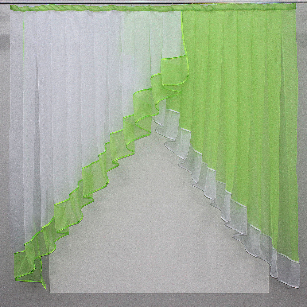 Кухонная занавеска VR-Textil № 023к салатовый с белым 150х150 см (50-738) Киев - изображение 1