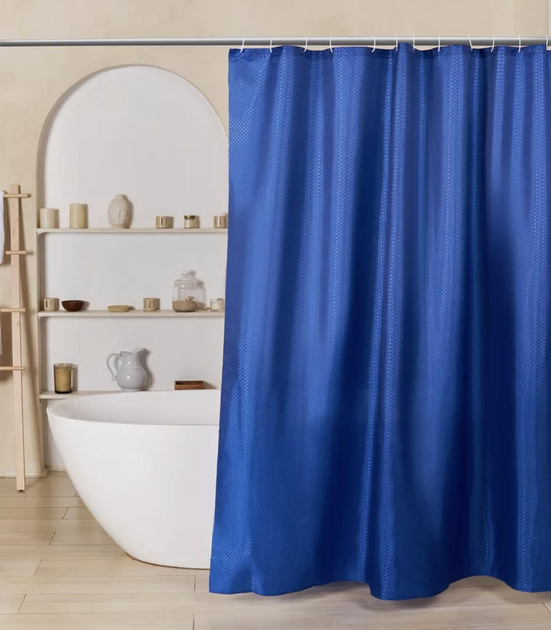 Штора для ванної Тканина Піка 180*180 см синя Харків - фото 3