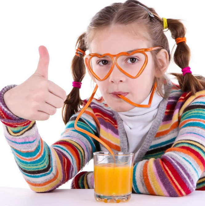 Окуляри трубочка дитячі для пиття у формі сердечок one size помаранчевий Київ - фото 1