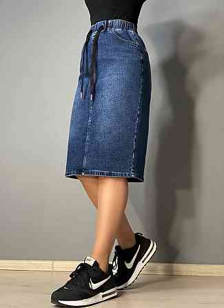 Юбка женская джинсовая Vanver 8006 на резинке со шнурком миди синяя, синий, З4, 34, 95 см, 116 см Киев