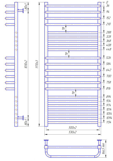 Полотенцесушитель водяной Mario INOX Гера-Люкс 1170х530/500 Киев - изображение 4