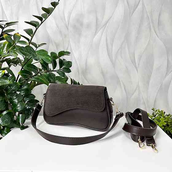 Гарний, стильний клатч. НАТУРАЛЬНА ЗАМША +еко шкіра. Коричневий. 301-41 Київ