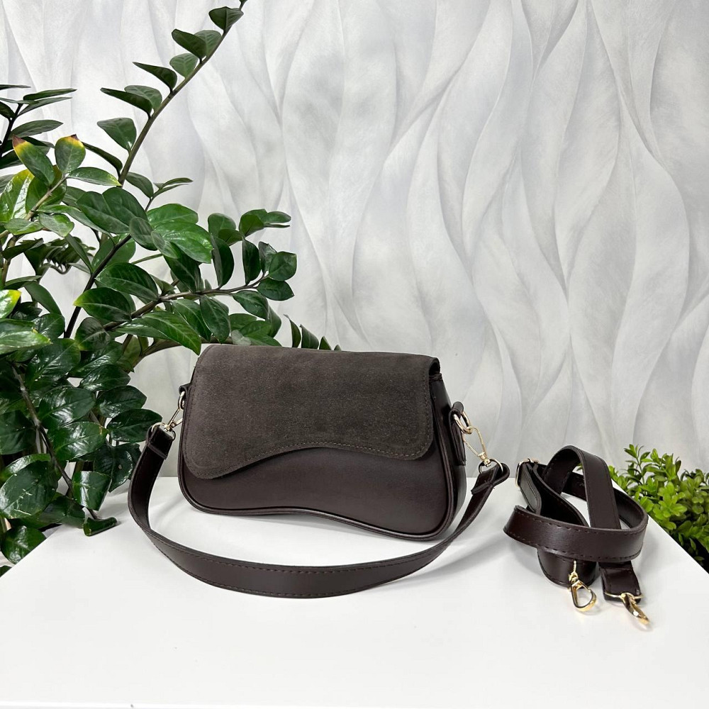 Красивый, стильный клатч. НАТУРАЛЬНАЯ ЗАМША+эко кожа. Коричневый. 301-41 Киев - изображение 6