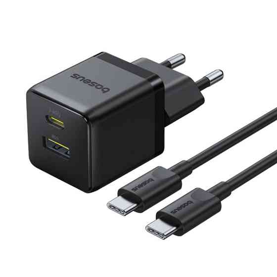 Сетевое зарядное устройство Baseus Palm Fast Charger C+U 30W EU Cluster Black (with Baseus Mini White Cable Одесса