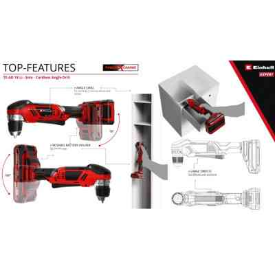 Дриль Einhell кутова TE-AD 18 Li - Solo PXC 18В, 1100 об/хв, 45Нм (без АКБ та ЗП) (4514290) Вінниця