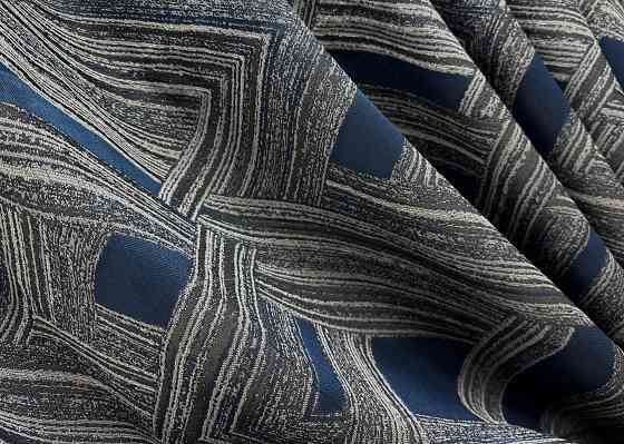 Комплект готовых штор VR-Textil Жаккард Mystery № 1624ш Серый с синим 150х290 см 2 шт (33-0533) Киев