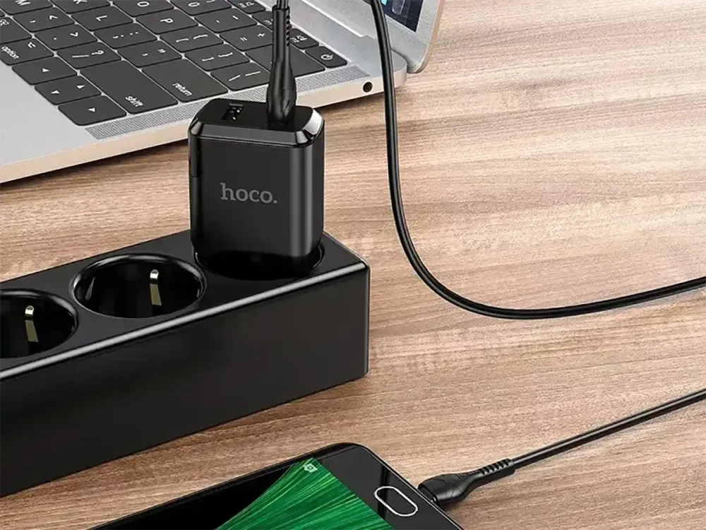 Мережевий зарядний пристрій Hoco N7 Speedy 220V (10.5W, 5V/2.1A) на 2 USB-порти з кабелем USB - micro-USB Одеса - фото 8