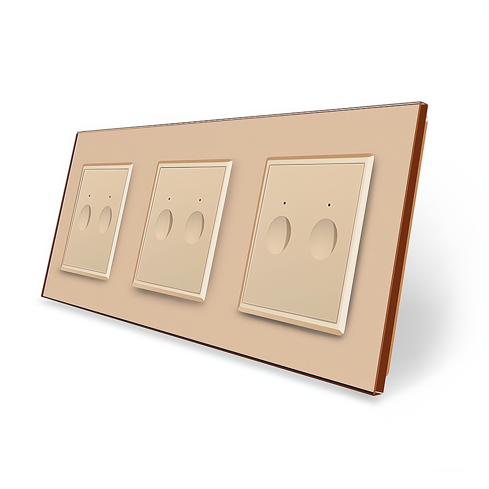 LIVOLO Сенсорний прохідний/перехресний вимикач Sense 6 сенсорів (2-2-2) Livolo золотий скло (VL Коломия - фото 8